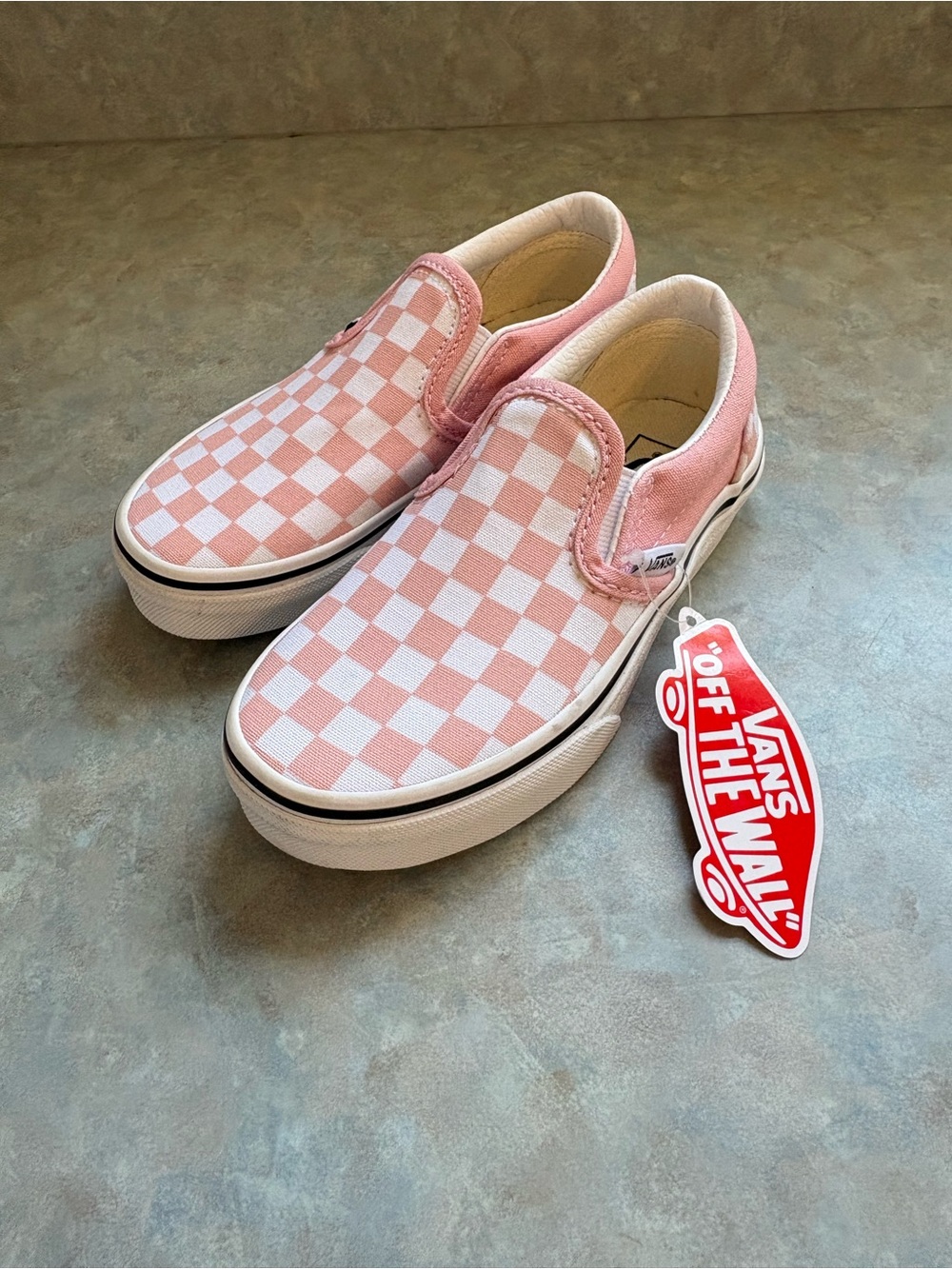 Vans Kids Pink & White Checkerboard Slip-On
